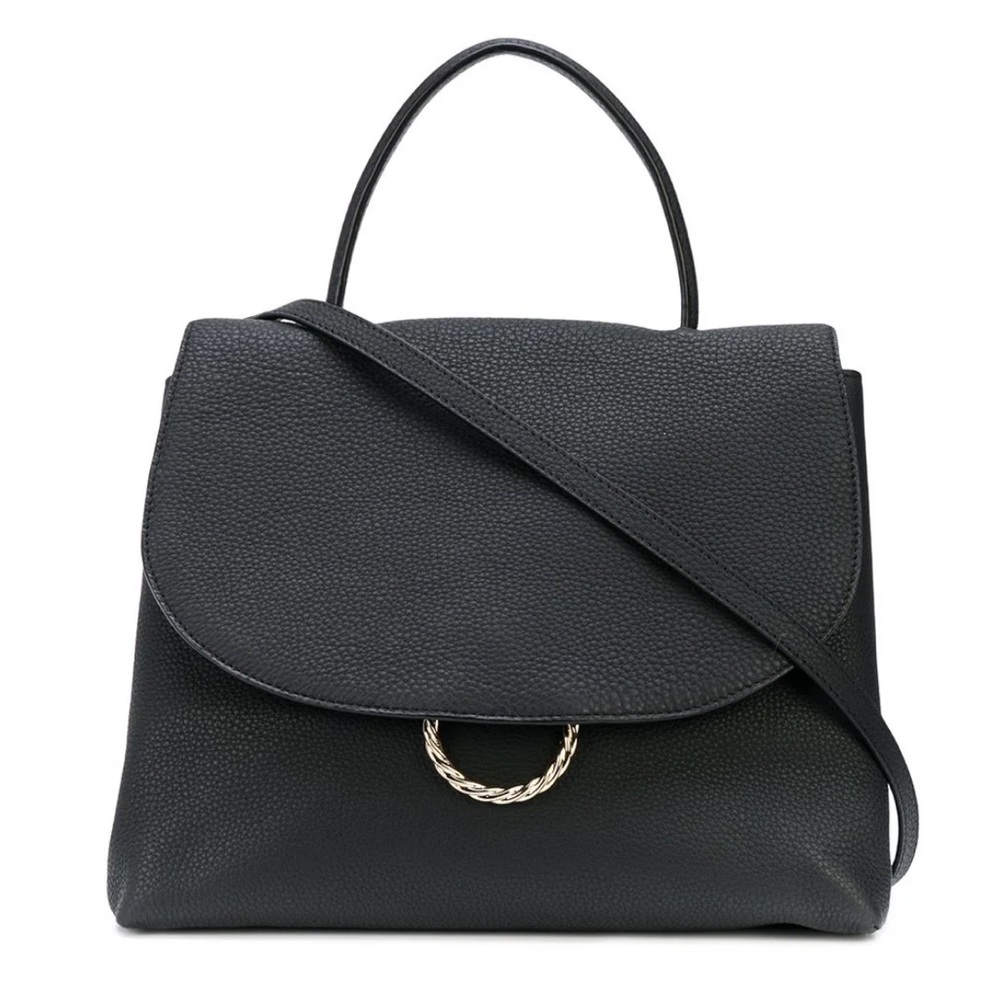 LOEFFLER RANDALL Carina Twisted Ring Leather Satchel - Black